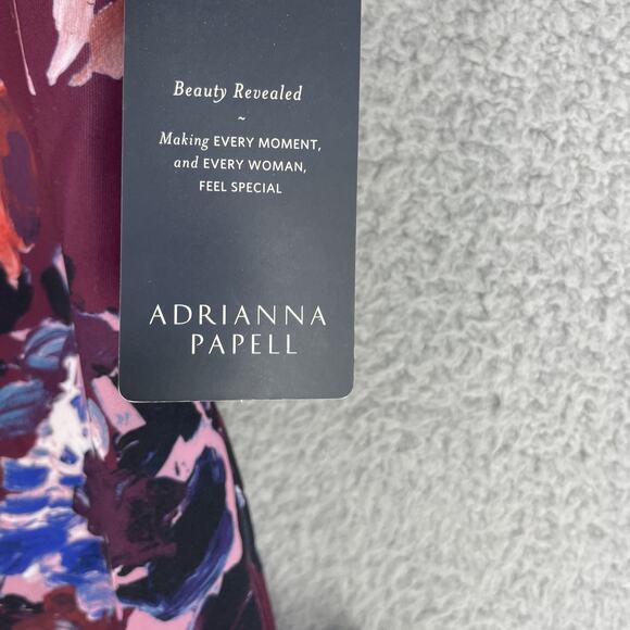 Adrianna Papell Dress Womens 14 Purple Colorful Floral Lined Party Office - Picture 6 of 12